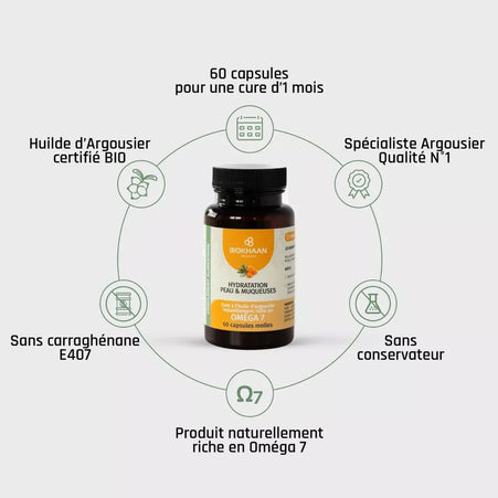 Nouveautés ! Complément Alimentaire – Capsules d'Huile d'Argousier BIO – Hydratation Peau & Muqueuses