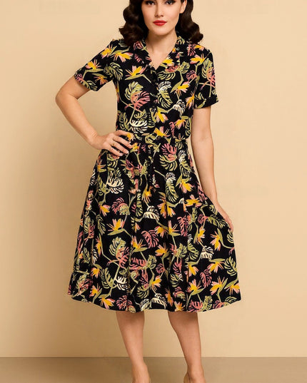 Robe Swing Palmier Paradisiaque Bridget