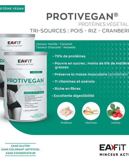 EAFIT PROTIVEGAN Protéines Végétales Saveur Vanille Caramel - 450g