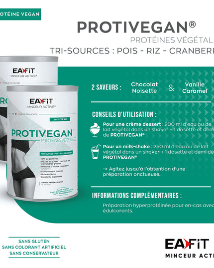 EAFIT PROTIVEGAN Protéines Végétales Saveur Chocolat Noisette - 450g
