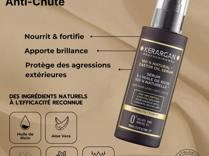 Kerargan - Ensemble Anti-Chute Shampoing, Après-shampoing, Masque & Sérum à l’Huile de Ricin - 3x500ml + 100ml
