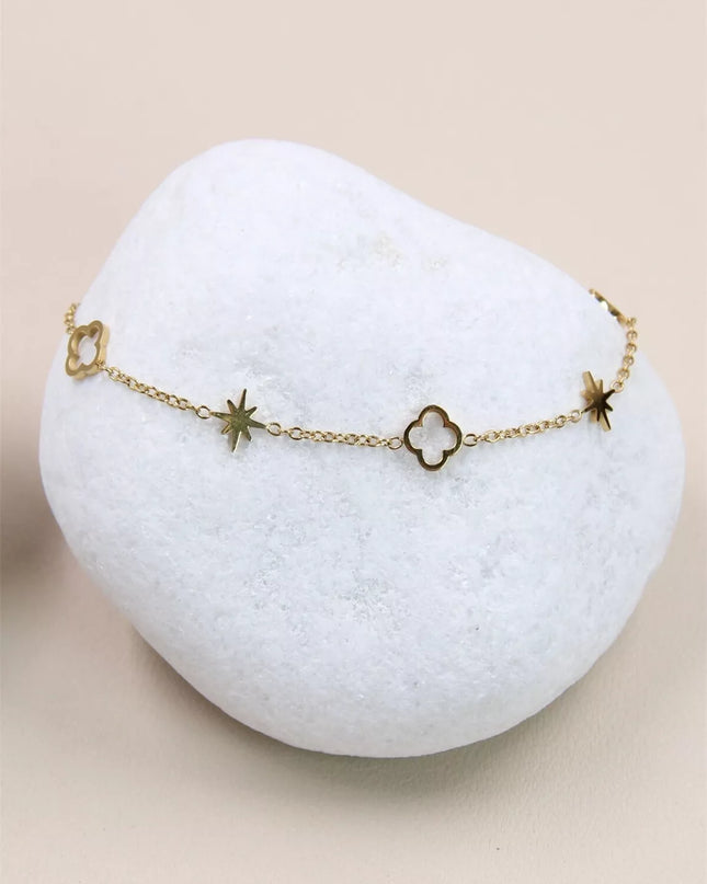 Bracelet Trèfle et Étoile en Acier Inoxydable - Look Tendance