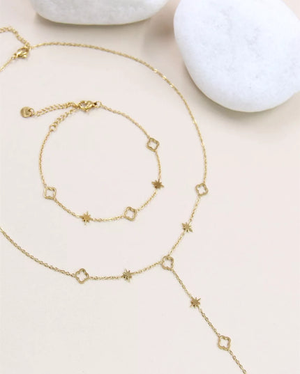 Bracelet Trèfle et Étoile en Acier Inoxydable - Look Tendance