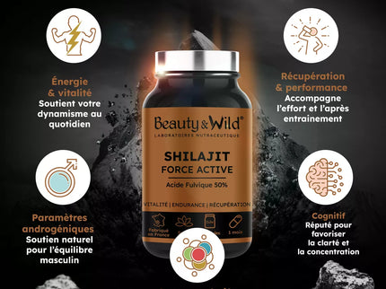 Nouveauté ! Shilajit Pur 1050 mg – 50% Acide Fulvique – 90 Gélules Végétales – Énergie, Vitalité & Performance