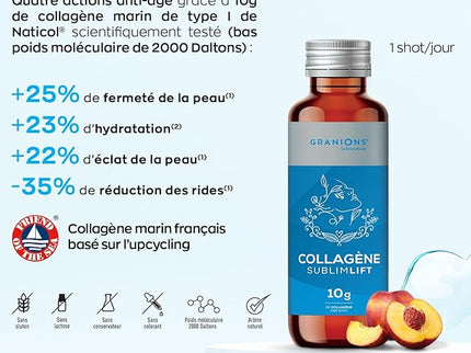 GRANIONS COLLAGENE + ANTI-ÂGE Sublimlift Goût Pêche - 10 Shots