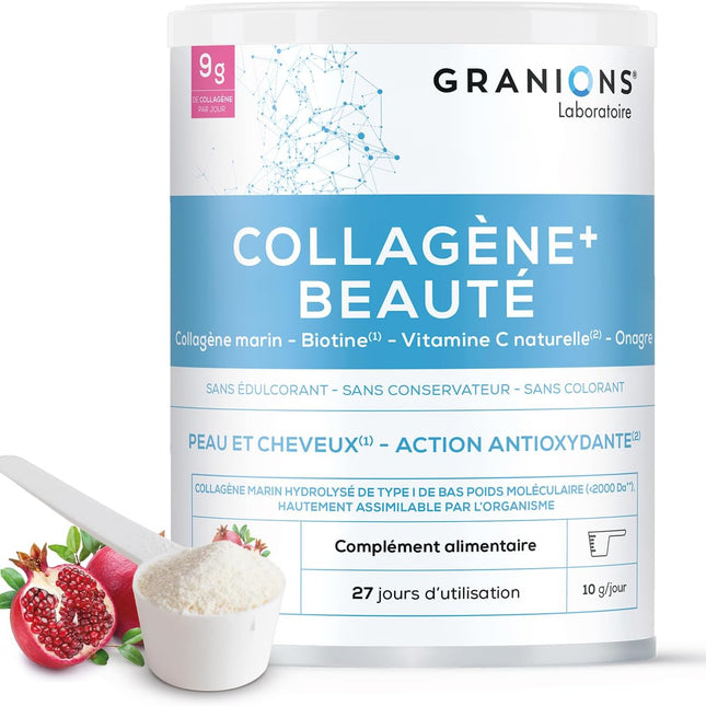 GRANIONS COLLAGENE + BEAUTE Peau et Cheveux - Poudre Parfum Grenade 275g