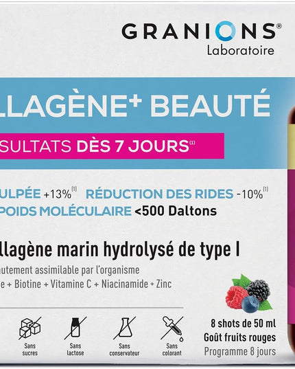 GRANIONS COLLAGENE + BEAUTÉ Goût Fruits Rouges - 8 Shots