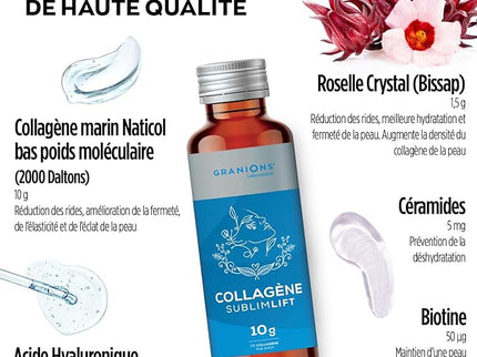 GRANIONS COLLAGENE + ANTI-ÂGE Sublimlift Goût Pêche - 10 Shots