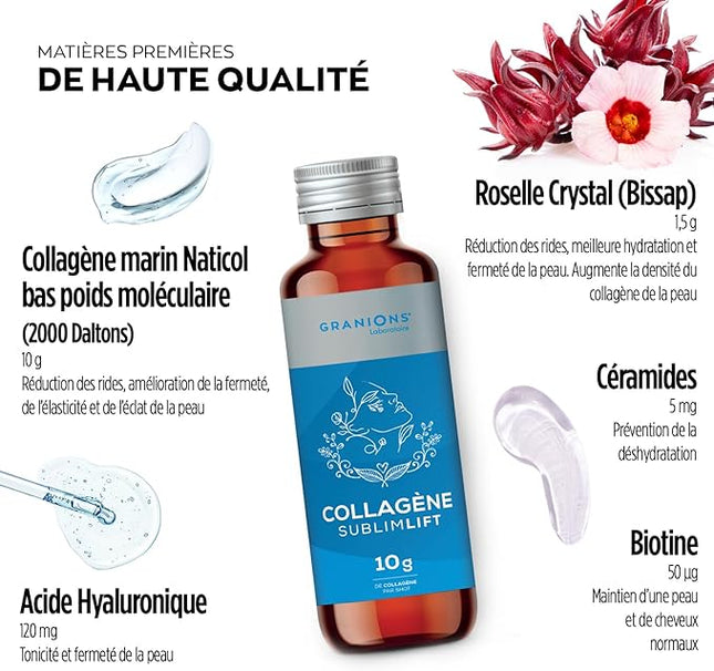 GRANIONS COLLAGENE + ANTI-ÂGE Sublimlift Goût Pêche - 10 Shots