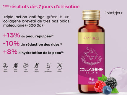 GRANIONS COLLAGENE + BEAUTÉ Goût Fruits Rouges - 8 Shots