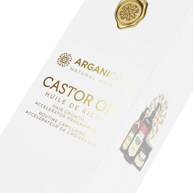 ARGANICARE | Shampoing + Masque + Sérum Ricin | Accélérateur de Croissance | Apaise le cuir Chevelu | Nourrit et Renforce le cuir Chevelu | Cheveux Fort et Brillant | 400ML + 500ML + 100ML