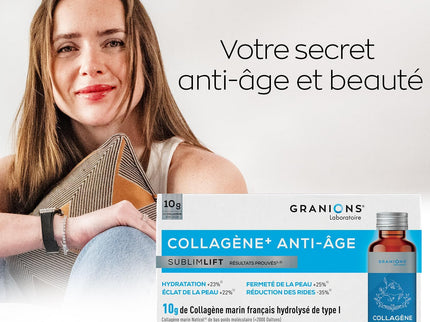 GRANIONS COLLAGENE + ANTI-ÂGE Sublimlift Goût Pêche - 10 Shots