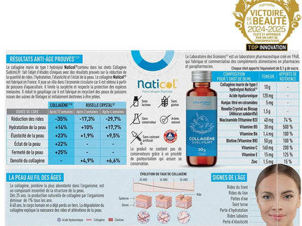 GRANIONS COLLAGENE + ANTI-ÂGE Sublimlift Goût Pêche - 10 Shots