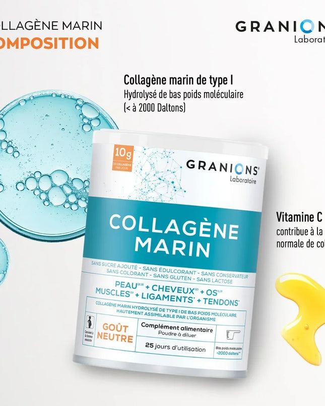 GRANIONS COLLAGENE MARIN Type 1 Goût Neutre - 285g