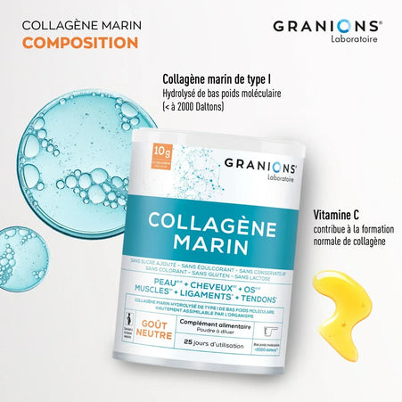 GRANIONS COLLAGENE MARIN Type 1 Goût Neutre - 285g