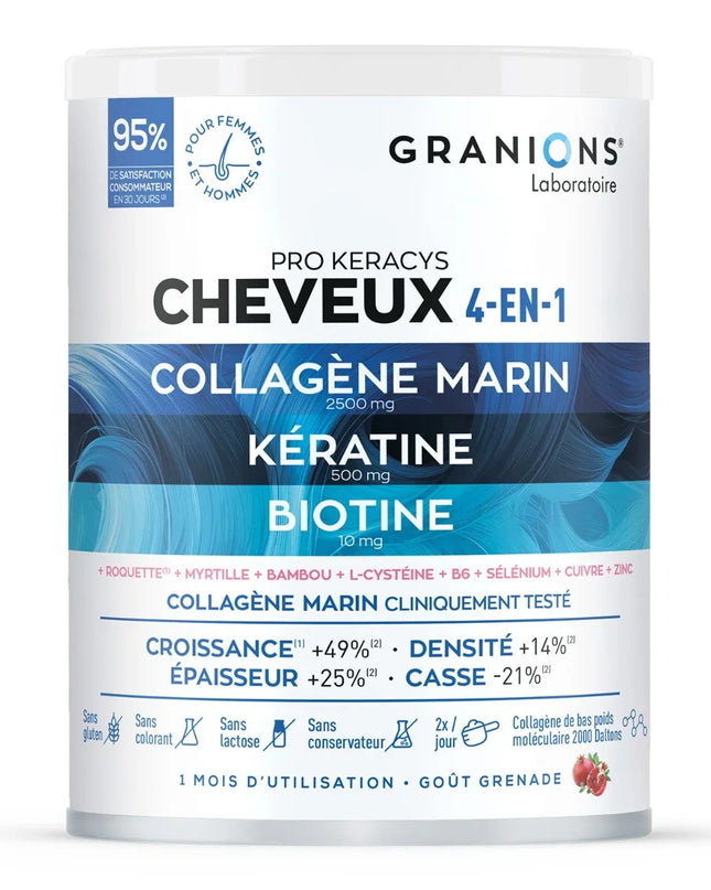 GRANIONS PRO KERACYS Collagène Cheveux 4 en 1 Poudre - 300g