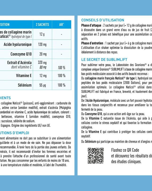 GRANIONS COLLAGENE + BEAUTÉ Sublimlift - 10 Sachets