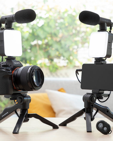 Kit Vlogging avec Lumière, Micro y Télécommande Plodni InnovaGoods 6 Pièces